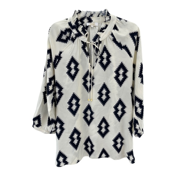 Britt Ryan Silk Geometric Print Blouse Size Medium - Picture 4 of 12